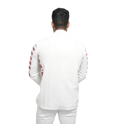 Johar Tribal Mart Kukhena Traditional Blazer Pure Khadi White & Red