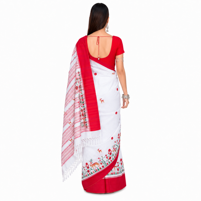 Johar Tribal Mart Adivasi Deer Work Embroidery Saree